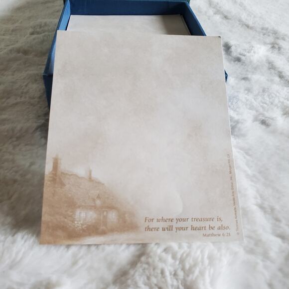 Thomas Kinkade Keepsake Box with Notepaper Moonlight Cottage - Picture 4 of 5